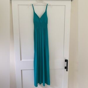 Teal colored maxi dress